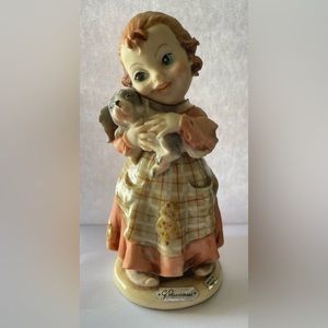 GIUSEPPE ARMANI Capodimonte Porcelain Figurine "Do you like my doggy?"